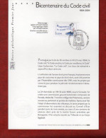 " BICENTENAIRE DU CODE CIVIL / NAPOLEON " Sur Notice Officielle 1er Jour De 2004. N° YT 3644.  Parfait état ! - Napoleón