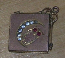 Pendentif SKM & Co - Médaillon Carré Pour Photo 23 X 23 Mm - Effigie Avec Chouette - Début Du XXème Siècle - Pendants