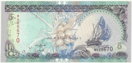 MALDIVES - 5 Rufiyaa - 2011 - UNC. - P 18.e - Serie M - Dhow - Monetary Authority - Maldives