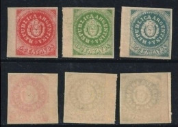 ● ARGENTINA  1862 / 64  ֍  N.   5 D , 6 C , 7 D   -  Nuovi  ** ● Cat. ? € - Probabili Ristampe D'epoca ● Lotto N. 22 ● - Unused Stamps