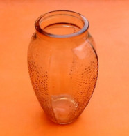 Art Déco   Vase décor Pointes De Perles Verre Rose Transparent - Vases
