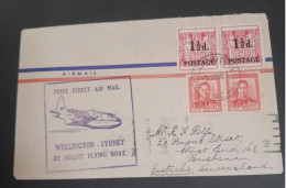 3 Oct 1950 First Direct Airmail Wellington -Sydney - Corréo Aéreo