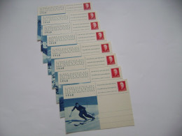 Czechoslovakia 1948 Winter Games In Tatra Mountains Series Of 8 Illustrated PC (CDV) Postal Stationery Entier Ganzsache - Postcards