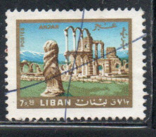 LIBANO LEBANON LIBAN 1966 STATUE AND RUINS TOURISM ANJAR 7.50p USED USATO OBLITERE' - Lebanon