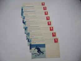 Czechoslovakia 1948 Winter Games In Tatra Mountains Series Of 8 Illustrated PC (CDV) Postal Stationery Entier Ganzsache - Postales