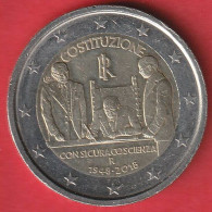 2 Euros Commémorative ITALIE 70 Ans Constitution Italienne 2018 - Italia