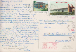 1972. CHINA. Fine Post Card (Hall Of Benefaction, Ming Tombs) To Sweden PAR AVION With 35 F + 8 F Jangtse-... - JF442624 - Covers & Documents