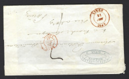 C31 - Belgium - Letter Front 1848 Liege To Paris France - Ambulant BELG. VALnes - Ambulants