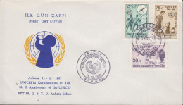 1961. TÜRKIYE. 15 Years UNICEF In Complete Set On FDC. Nice Cachet On The Envelope.  (Michel 1827-1829) - JF442645 - Covers & Documents