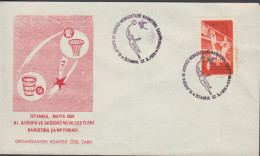 1959. TÜRKIYE. BASKETBALL EM 25 K On FDC Cancelled First Day Of Issue 27.5.1959.. Nice Cache... (Michel 1626) - JF442654 - Cartas & Documentos