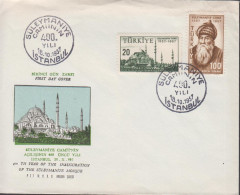 1957. TÜRKIYE. Musque Süleymaniye, Istanbul Complete Set  On FDC. Picture Of The Musque... (Michel 1528-1529) - JF442658 - Lettres & Documents