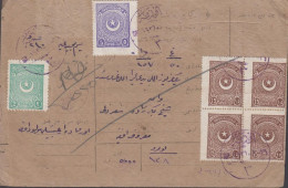 1938. TÜRKIYE Parcel Card With 2 + 5 + 4-block 15 PIASTRES. Interesting.  (Michel 819) - JF442674 - Storia Postale