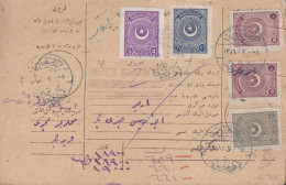 1938. TÜRKIYE Interesting Parcel Card With 7½ + 5 + 50 + 2 Ex 100 PIASTRES. All Stamps Cance... (Michel 824+) - JF442676 - Lettres & Documents