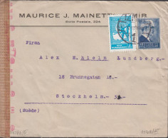 1943. TÜRKIYE. Censored Cover To Sweden With 10 Krs İnönü+ 2 KURUS Charity Stamps Red ... (Michel 1145+ C 62) - JF442700 - Ongebruikt