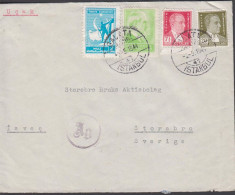 1944. TÜRKIYE. Censored Cover Par Avion To Storebro, Sweden With 7½ + 20 Krs Atatürk + ... (Michel 958+ C 62) - JF442704 - Neufs