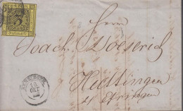 1853. BADEN. Ziffer Im Kreis. 3 Kr. On Fine Small Envelope To Huttingen Cancelled With Nummeral Cancel And... - JF535876 - Lettres & Documents