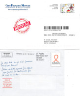 Lettres Affranchissement Sidaction Et Trésor Du Patrimoine Destinéo MD7 Du 01.09.2010 Et 07.02.2014 - Pseudo-entiers Privés