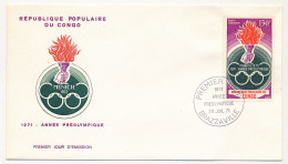 Rep Pop Du CONGO - 2 Env FDC - Munich 1972 / 1971 Année Préolympique (Poste Aérienne) - Brazzaville - 20 Juillet 1971 - FDC