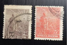 Argentine 1912 - Farmer And Rising Sun - Différent Perforation 2 & 5 Centavos - Usados