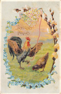 ANIMAUX - Coq Et Poule - Joyeuses Pâques - Carte Postale Ancienne - Altri & Non Classificati