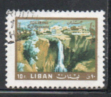 LIBANO LEBANON LIBAN 1966 AIR POST MAIL AIRMAIL WATERFALL DJEZZINE TOURISM 10p USED USATO OBLITERE' - Lebanon