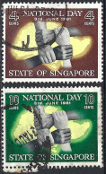SINGAPORE 1961 QEII 4c/10c Multicoloured, National Day SG61/62 Used - Singapore (...-1959)