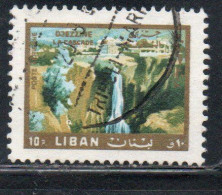 LIBANO LEBANON LIBAN 1966 AIR POST MAIL AIRMAIL WATERFALL DJEZZINE TOURISM 10p USED USATO OBLITERE' - Lebanon