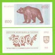 LITHUANIA 500 TALONAS 1992 P-44 UNC - Litauen