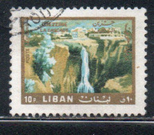 LIBANO LEBANON LIBAN 1966 AIR POST MAIL AIRMAIL WATERFALL DJEZZINE TOURISM 10p USED USATO OBLITERE' - Lebanon