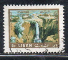 LIBANO LEBANON LIBAN 1966 AIR POST MAIL AIRMAIL WATERFALL DJEZZINE TOURISM 10p USED USATO OBLITERE' - Lebanon