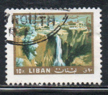 LIBANO LEBANON LIBAN 1966 AIR POST MAIL AIRMAIL WATERFALL DJEZZINE TOURISM 10p USED USATO OBLITERE' - Lebanon