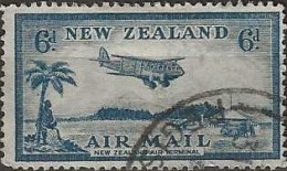 NEW ZEALAND 1935 Air. Bell Block Aerodrome - 6d. - Blue FU - Posta Aerea