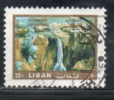 LIBANO LEBANON LIBAN 1966 AIR POST MAIL AIRMAIL WATERFALL DJEZZINE TOURISM 10p USED USATO OBLITERE' - Lebanon