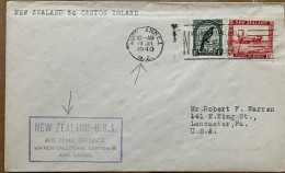 NEW ZEALAND 1940, FIRST FLIGHT COVER VIA NEW CALEDONIA -CANTON ISLAND & HAWAI, AUCKLAND MACHINE SLOGAN,  BIRD & HAVESTOR - Lettres & Documents