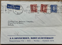 NORWAY 1958, COVER USED TO USA, SLOGAN, OSLO CITY,  JULEPOST BØR LEVERES INN GOD TID, SONNICHSEN RORVALSEVERKET FIRM. - Brieven En Documenten