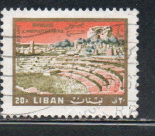 LIBANO LEBANON LIBAN 1966 AIR POST MAIL AIRMAIL AMPHITHEATER JUBAYL BYBLOS TOURISM 20p USED USATO OBLITERE' - Lebanon