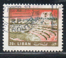 LIBANO LEBANON LIBAN 1966 AIR POST MAIL AIRMAIL AMPHITHEATER JUBAYL BYBLOS TOURISM 20p USED USATO OBLITERE' - Lebanon