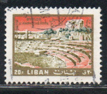 LIBANO LEBANON LIBAN 1966 AIR POST MAIL AIRMAIL AMPHITHEATER JUBAYL BYBLOS TOURISM 20p USED USATO OBLITERE' - Lebanon