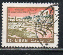 LIBANO LEBANON LIBAN 1966 AIR POST MAIL AIRMAIL AMPHITHEATER JUBAYL BYBLOS TOURISM 20p USED USATO OBLITERE' - Lebanon