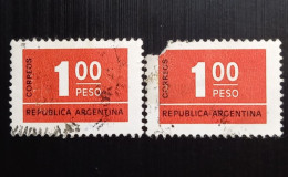 Argentine 1976 Numeral Stamps 1 Peso  Lot De 2 Timbres - Oblitérés