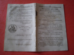 Bulletin Des Lois 1848: L'Assemblée Nationale Proclame La Constitution De La République Française Et Promulgation - Decreti & Leggi