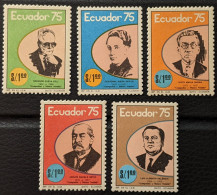 Ecuador, 1976	, Mi 1717-1721, Ecuatorian Composers And Musicians, 5v, MNH - Musique