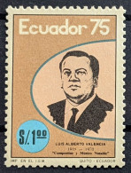 Ecuador, 1976	, Mi 1721, Ecuatorian Composers And Musicians, Luis Alberto Valencia, 1v Out Of Set, MNH - Musique