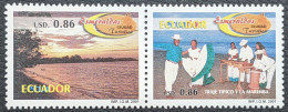 Ecuador, 2001, Mi 2572-2573, Tourism-Esmeralda, Marimba Players And Dancers, Strip Of 2, MNH - Musique