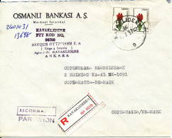 Turkey Registered Bank Cover Sent Air Mail To Denmark 1987 (Osmanli Bankasi A. S.) - Lettres & Documents