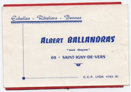 Carte De Visite 69 Rhône SAINT IGNY DE VERS St échelles Rateliers Albert BALLANDRIS  - F1 Prés Monsols Villefranche - Cartes De Visite