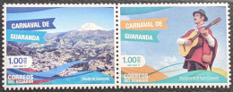 Ecuador, 2017	, Mi 3780-3781, Guaranda Carnival, Landscape+Tayta Carnaval Monument-guitarist, Strip Of 2v, MNH - Musique