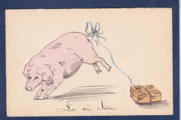 CPA Dessin Original Fait Main Cochon Pig Sucre - Schweine