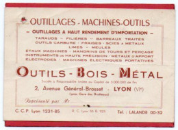 Carte De Visite 69 Rhône  LYON  Outillages Machines Outils 2 Avenue Général Brosset   - F1 - Cartes De Visite