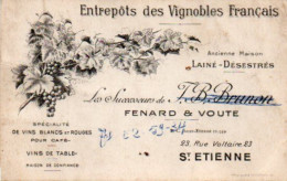 Carte De Visite 42 LOIRE St ETIENNE Saint Entrepots Des Vignobles Français Vins FENARD & VOUTE - F1 - Cartes De Visite